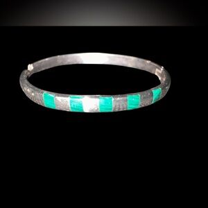 Chic FINE high quality MALACHITE .925 Silver Bangle